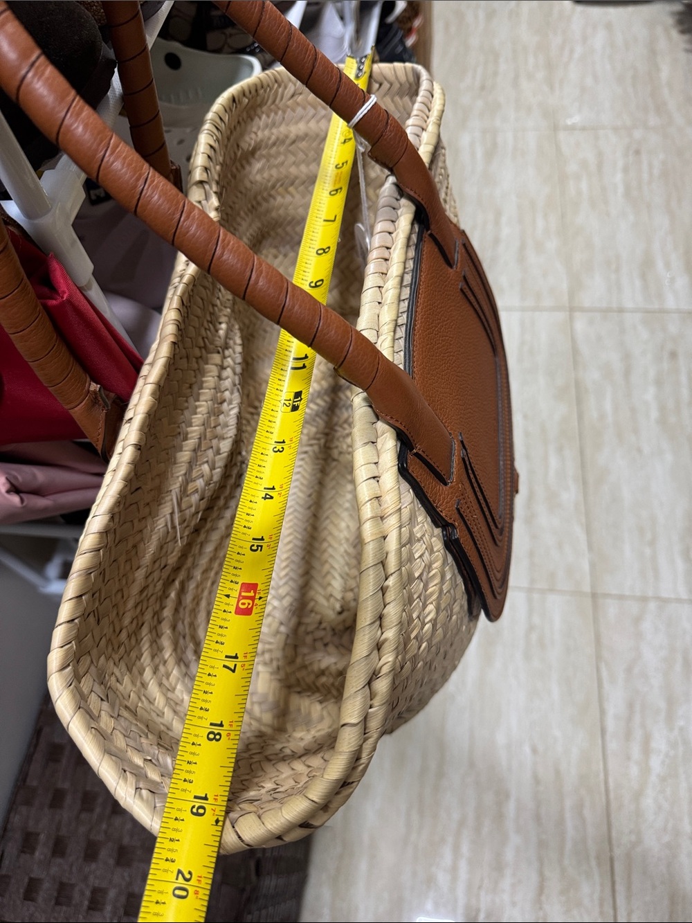 Chloe Marcie MD Basket Woven Tan Tote - Picture 12 of 16